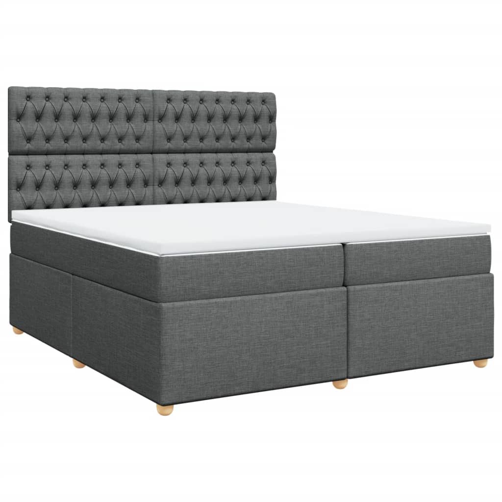 Sommier à lattes de lit avec matelas Gris foncé 200x200cm Tissu - XIOS