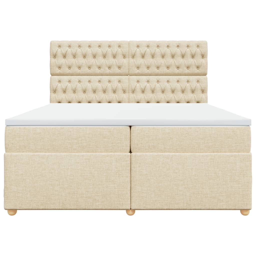 Sommier à lattes de lit avec matelas Crème 200x200 cm Tissu - XIOS