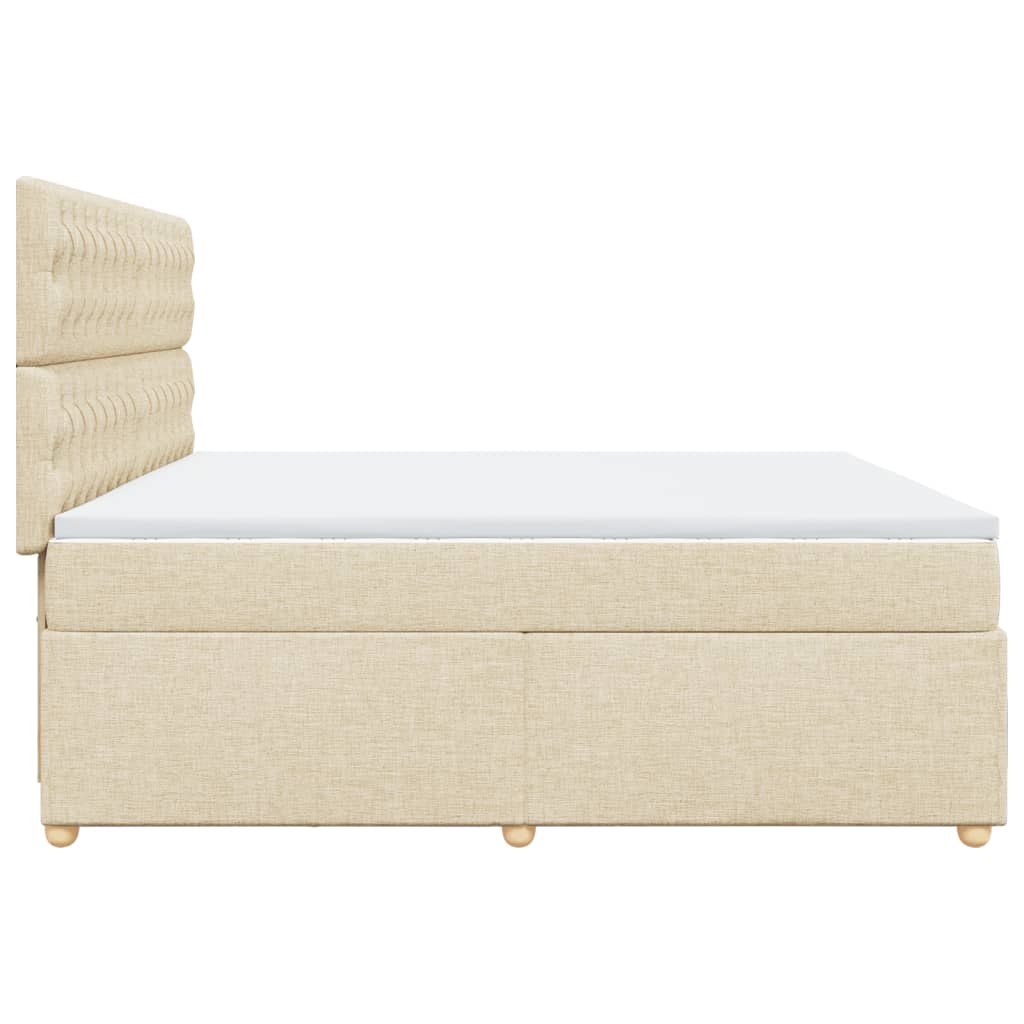 Sommier à lattes de lit avec matelas Crème 200x200 cm Tissu - XIOS