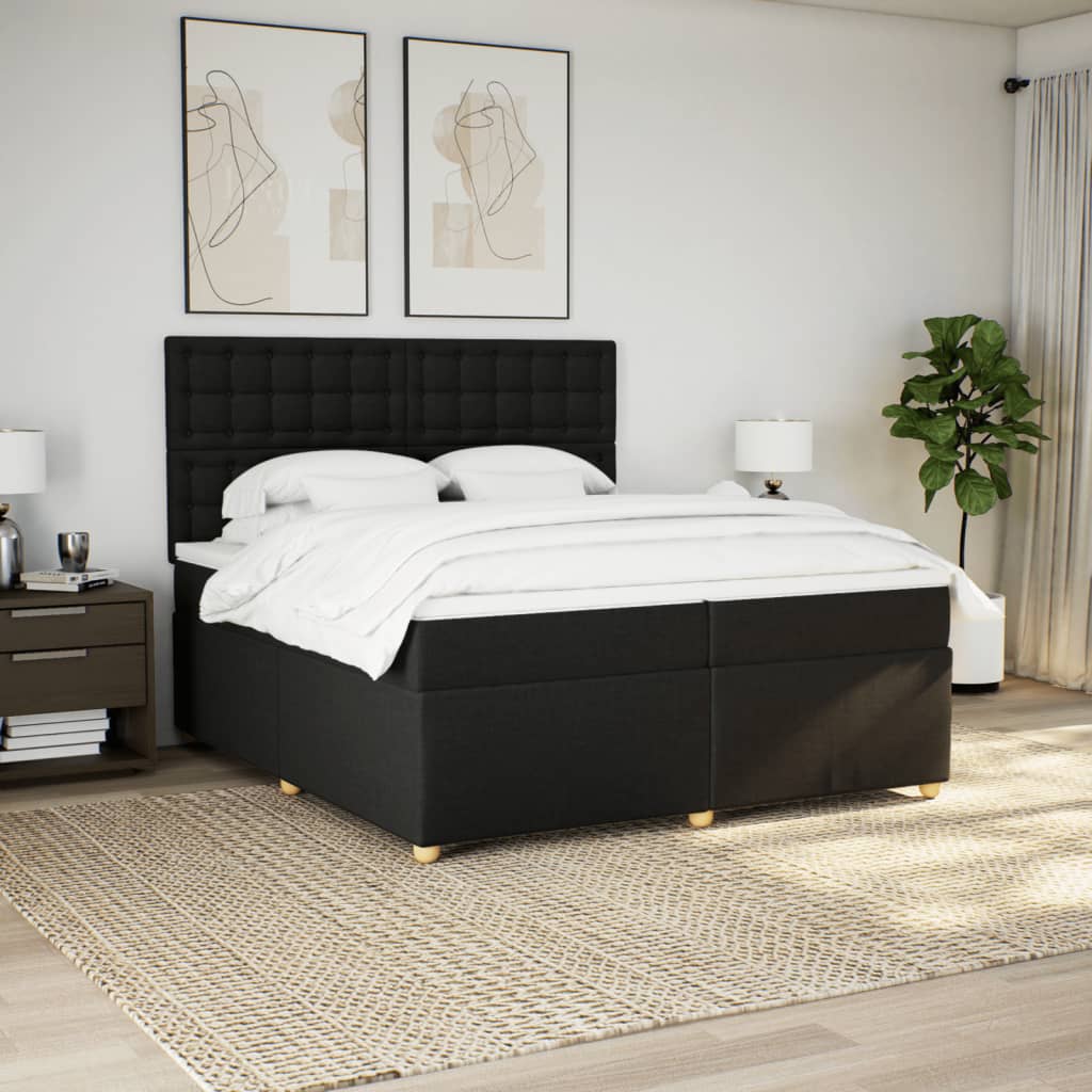 Sommier à lattes de lit avec matelas Noir 200x200 cm Tissu - XIOS