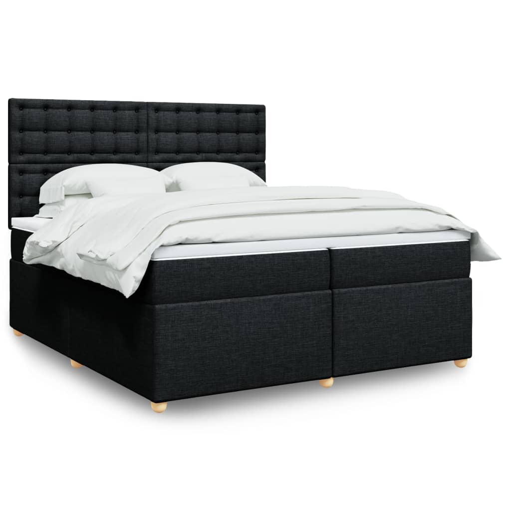 Sommier à lattes de lit avec matelas Noir 200x200 cm Tissu - XIOS
