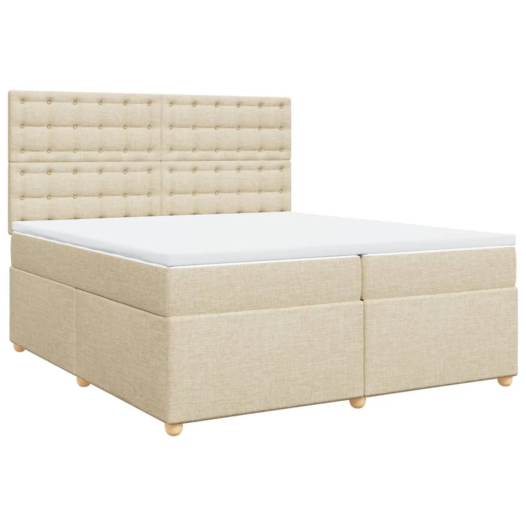 Sommier à lattes de lit avec matelas Crème 200x200 cm Tissu - XIOS