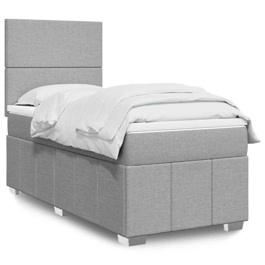 Sommier à lattes de lit avec matelas gris clair 80x200 cm tissu - XIOS