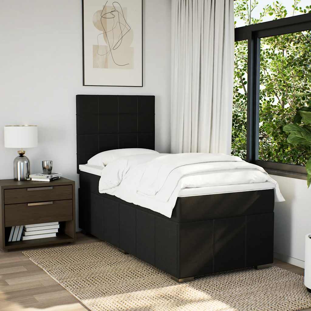 Sommier à lattes de lit et matelas Noir 80x200 cm Tissu - XIOS