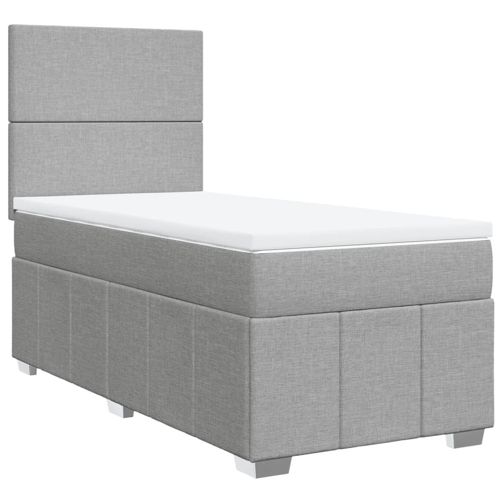Sommier à lattes de lit et matelas Gris clair 90x190 cm Tissu - XIOS