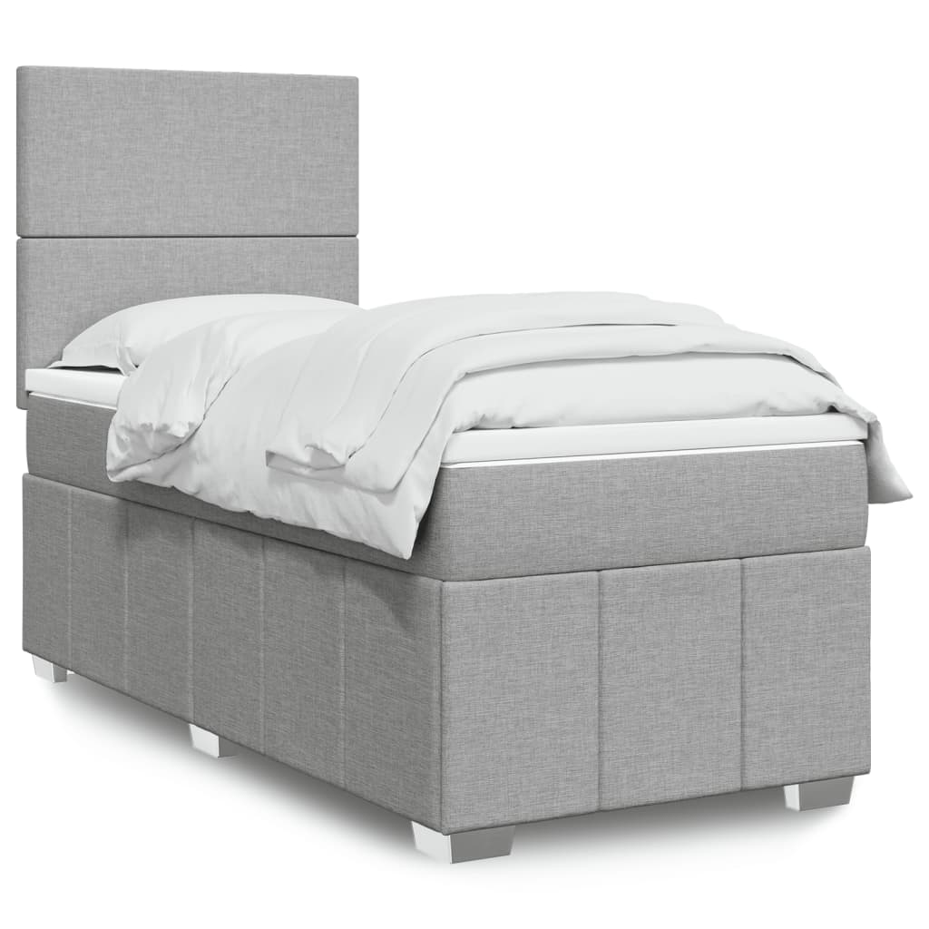 Sommier à lattes de lit et matelas Gris clair 90x190 cm Tissu - XIOS