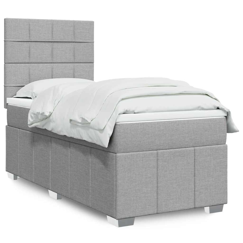 Sommier à lattes de lit et matelas Gris clair 90x190 cm Tissu - XIOS