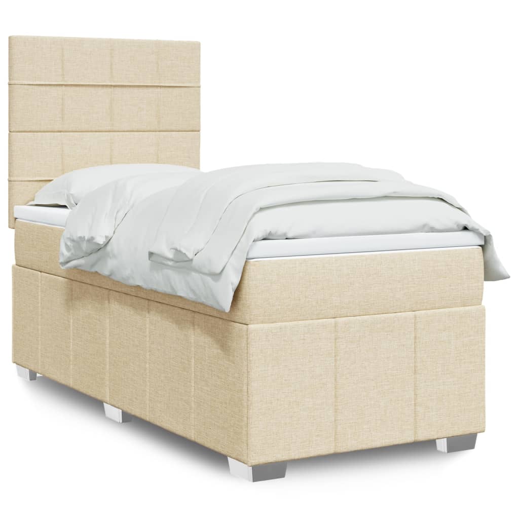 Sommier à lattes de lit et matelas Crème 90x190 cm Tissu - XIOS