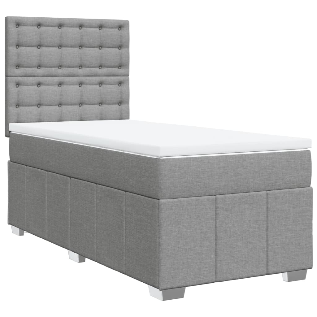 Sommier à lattes de lit et matelas Gris clair 90x190 cm Tissu - XIOS