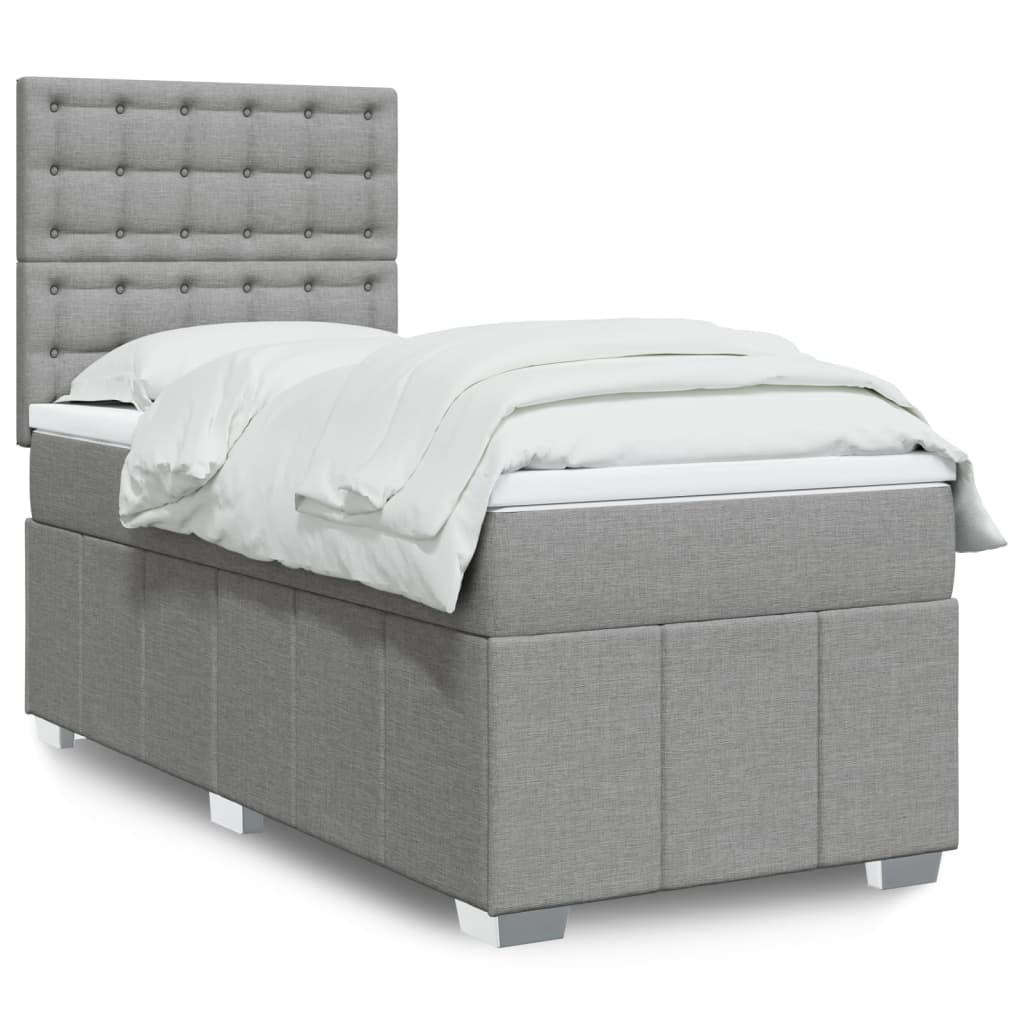 Sommier à lattes de lit et matelas Gris clair 90x190 cm Tissu - XIOS