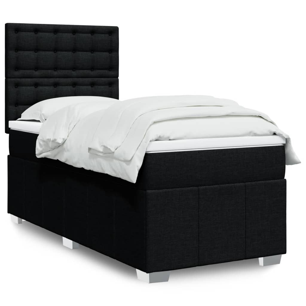 Sommier à lattes de lit avec matelas Noir 90x190 cm Tissu - XIOS
