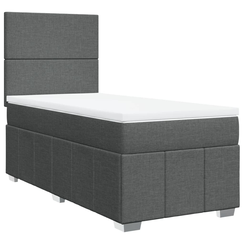 Sommier à lattes de lit avec matelas Gris foncé 90x200 cm Tissu - XIOS