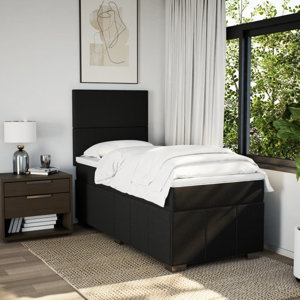 Sommier à lattes de lit avec matelas Noir 90x200 cm Tissu - XIOS