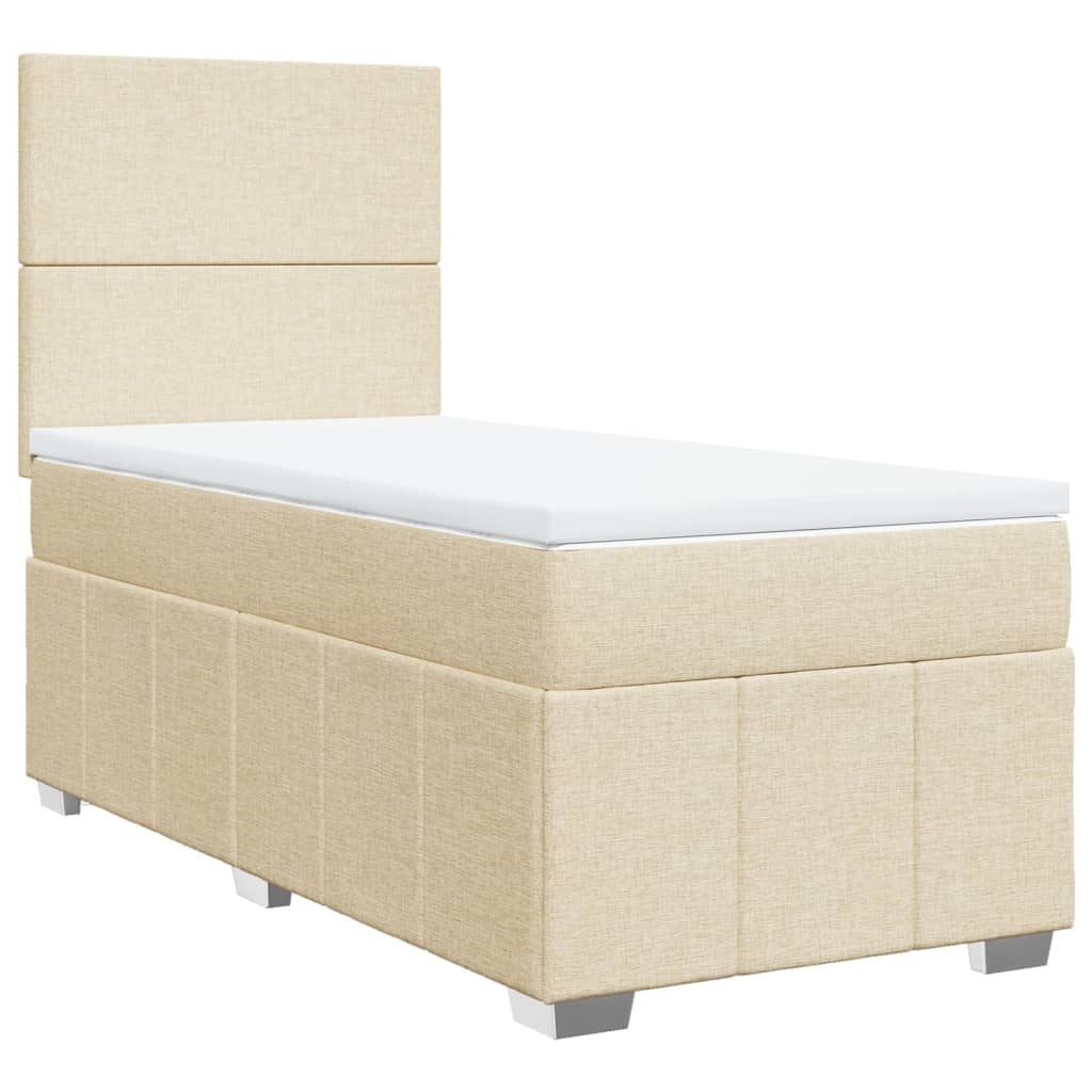 Sommier à lattes de lit avec matelas Crème 90x200 cm Tissu - XIOS