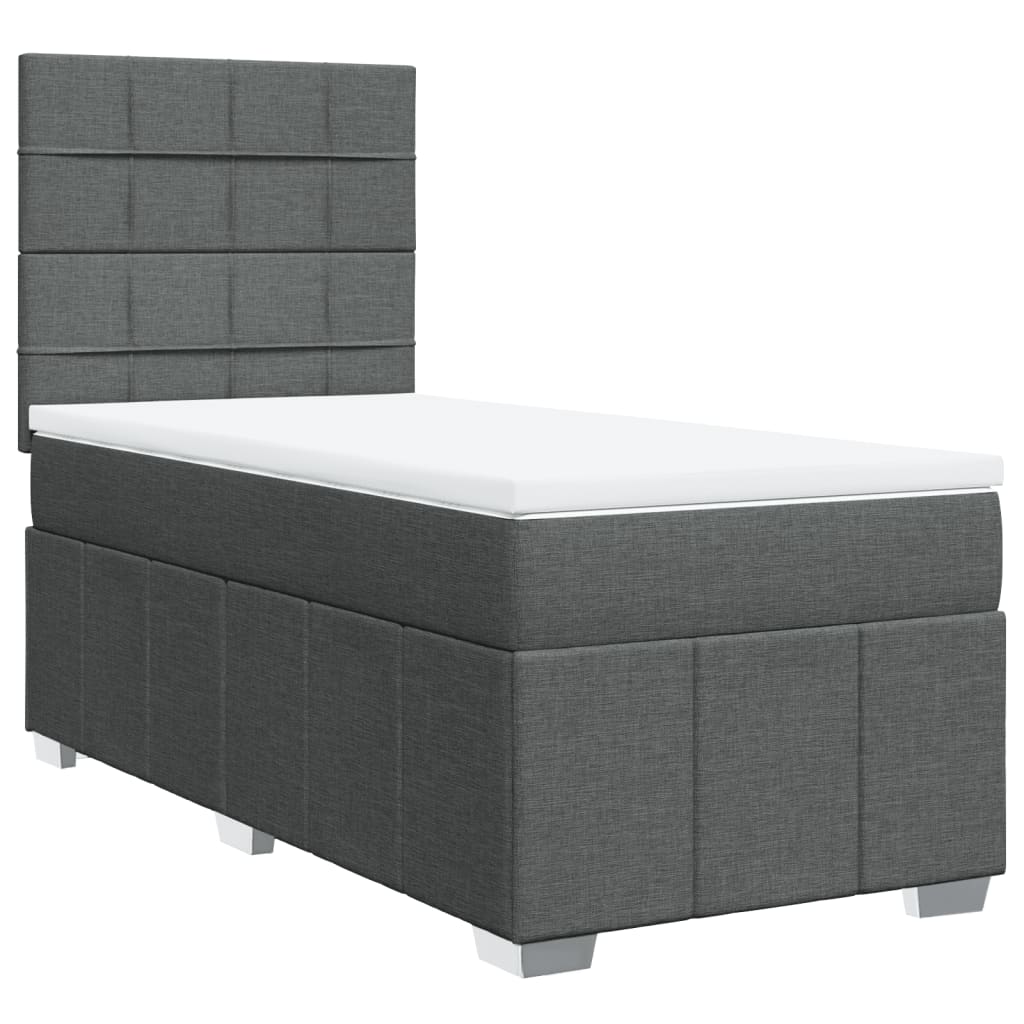 Sommier à lattes de lit avec matelas Gris foncé 90x200 cm Tissu - XIOS