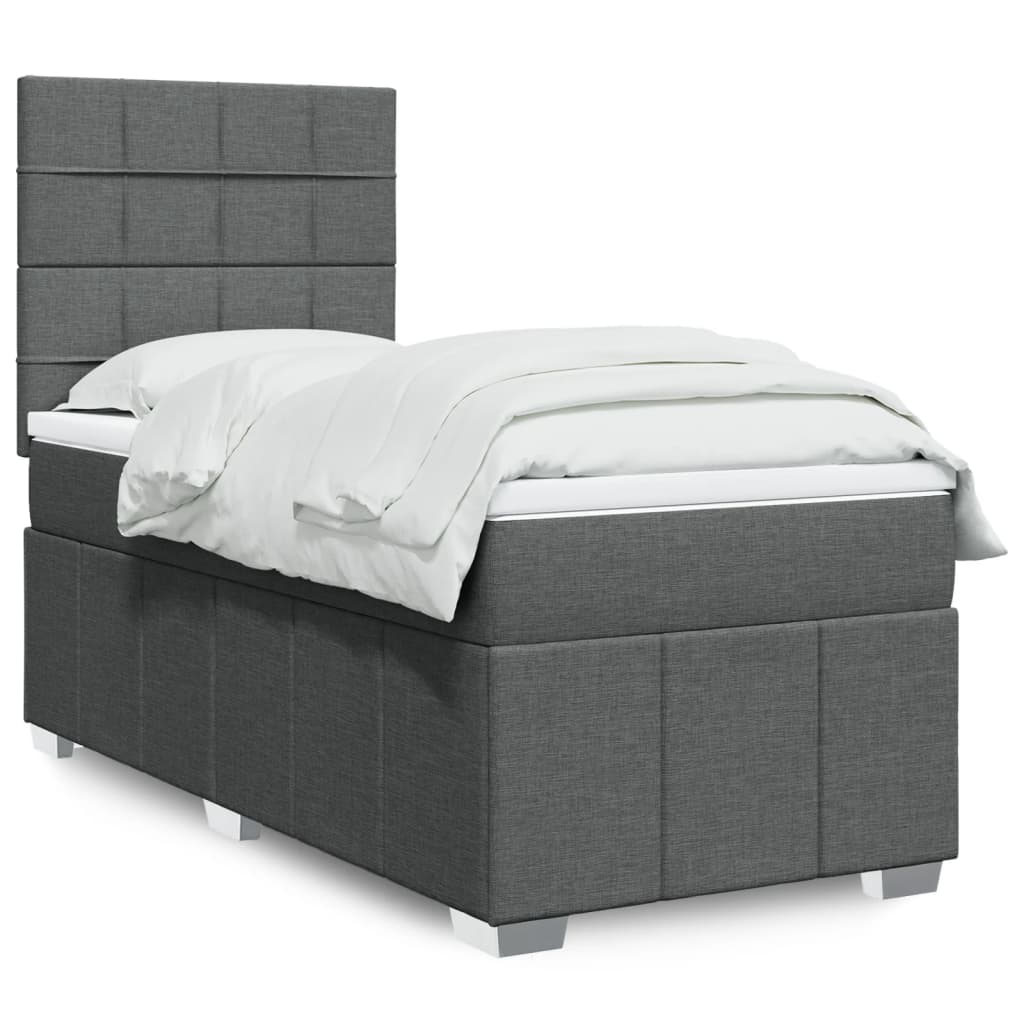 Sommier à lattes de lit avec matelas Gris foncé 90x200 cm Tissu - XIOS