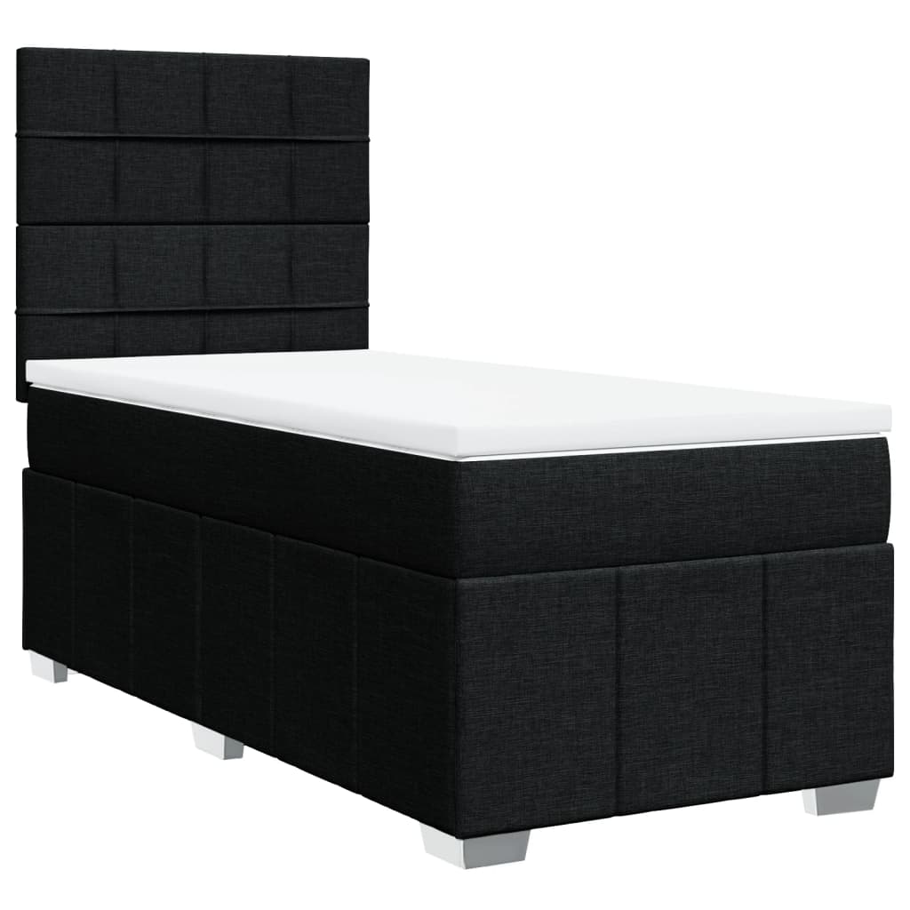 Sommier à lattes de lit avec matelas Noir 90x200 cm Tissu - XIOS