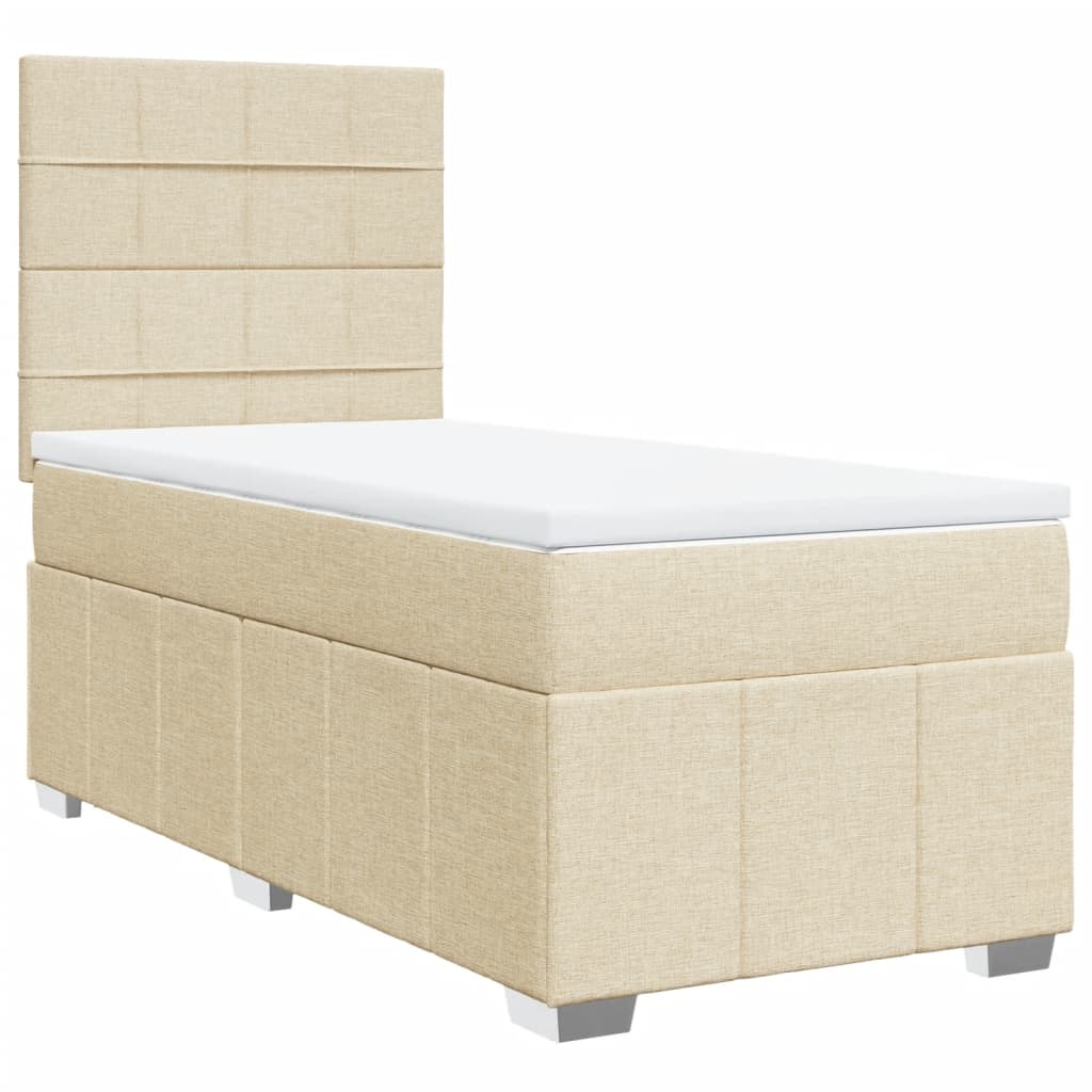 Sommier à lattes de lit avec matelas Crème 90x200 cm Tissu - XIOS