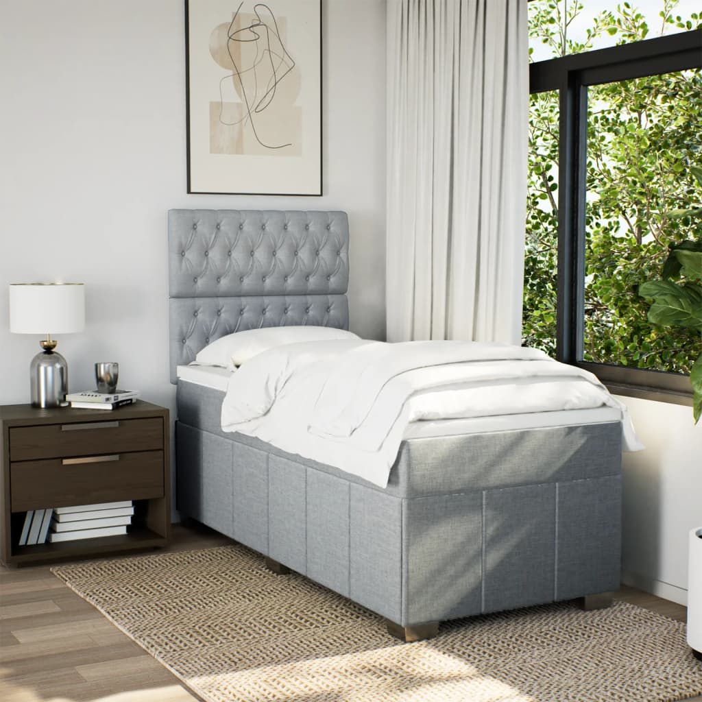 Sommier à lattes de lit avec matelas Gris clair 90x200 cm Tissu - XIOS