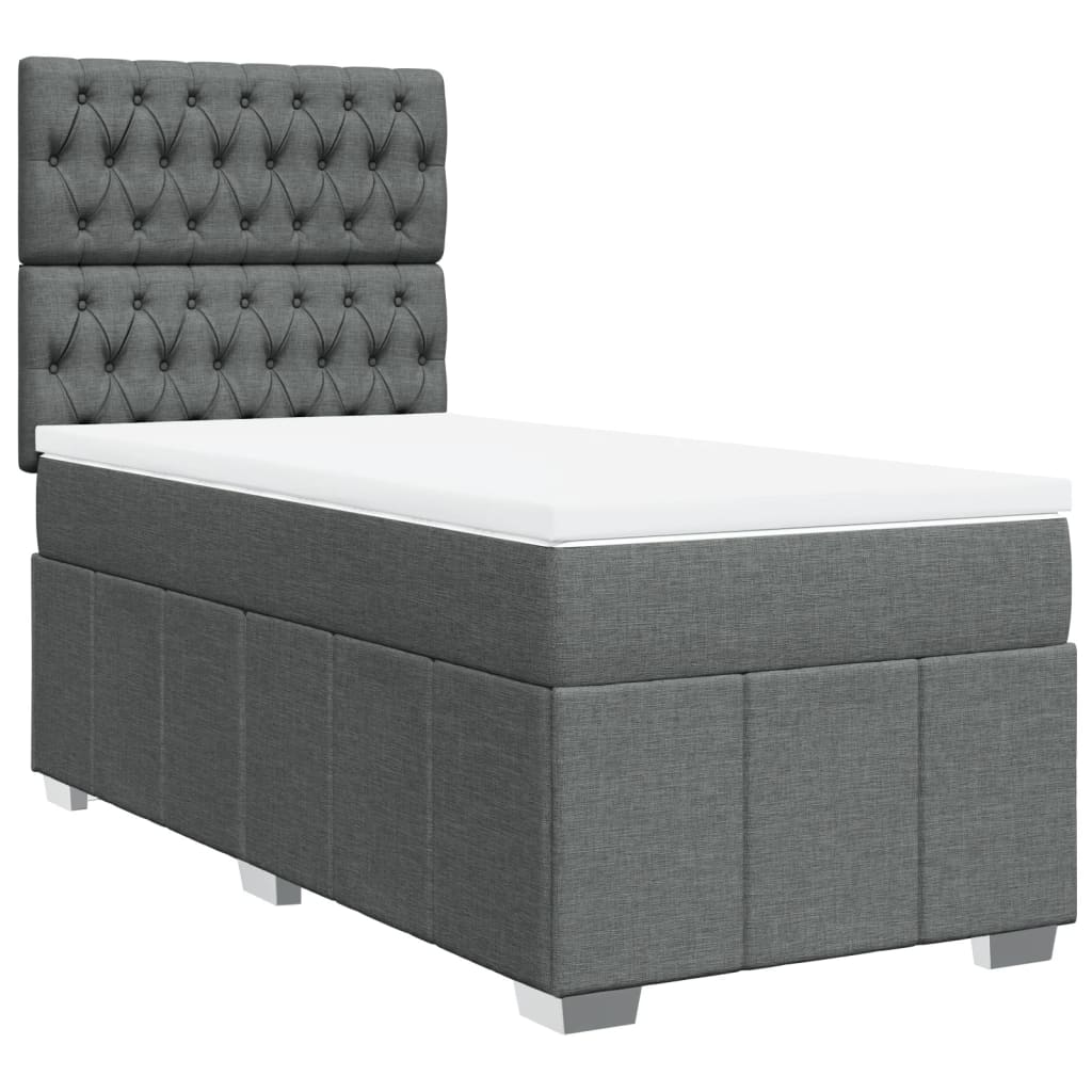 Sommier à lattes de lit avec matelas Gris foncé 90x200 cm Tissu - XIOS