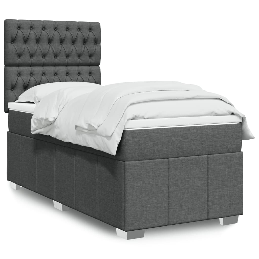 Sommier à lattes de lit avec matelas Gris foncé 90x200 cm Tissu - XIOS