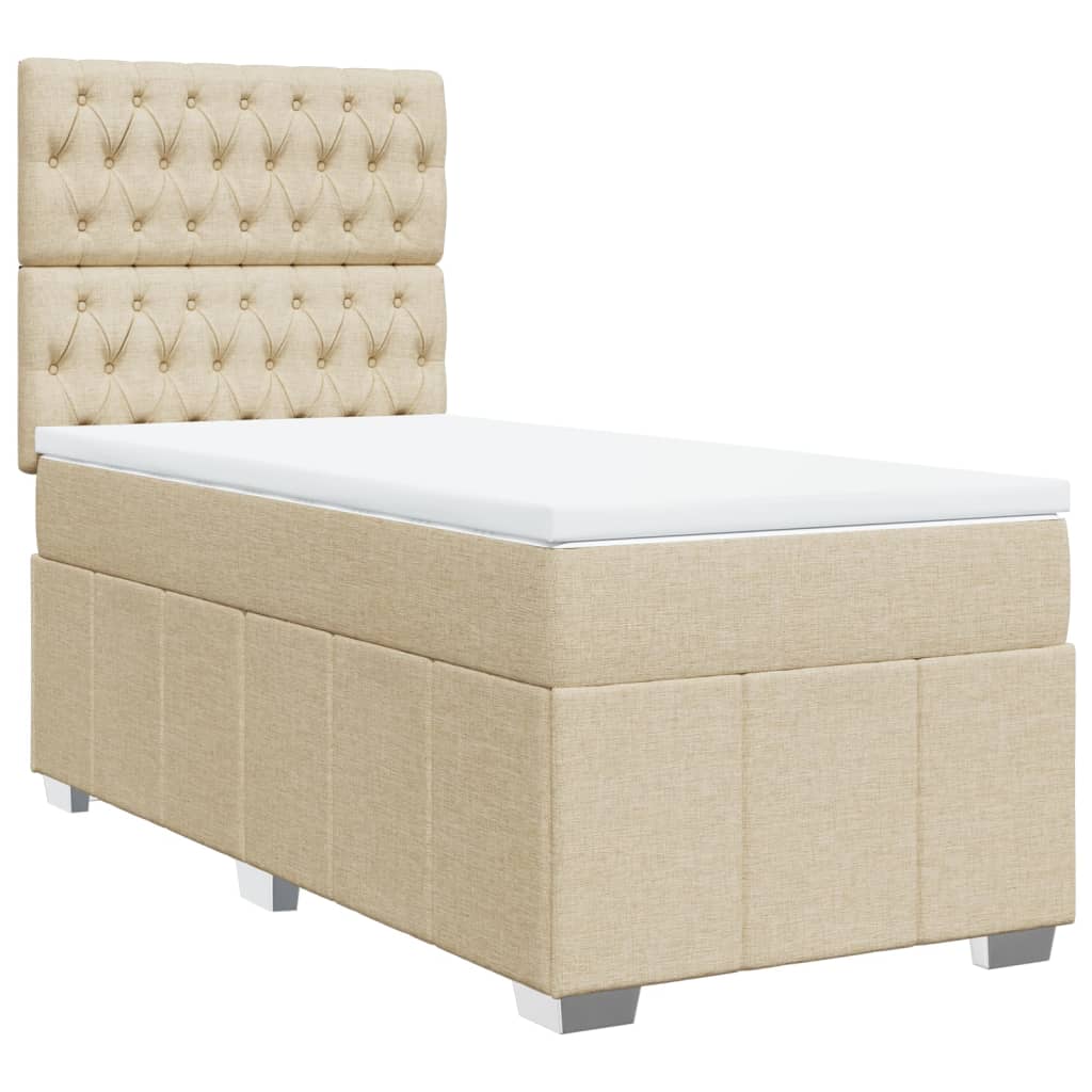 Sommier à lattes de lit avec matelas Crème 90x200 cm Tissu - XIOS