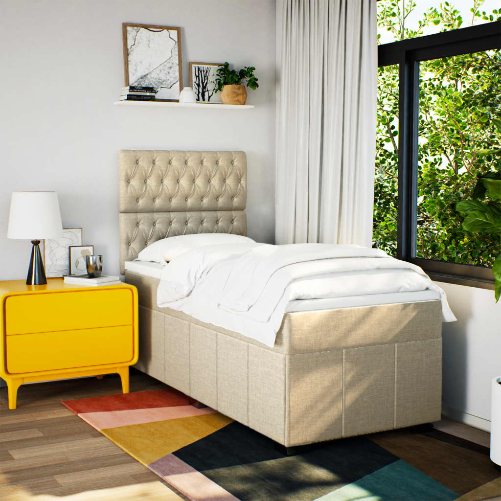 Sommier à lattes de lit avec matelas Crème 90x200 cm Tissu - XIOS