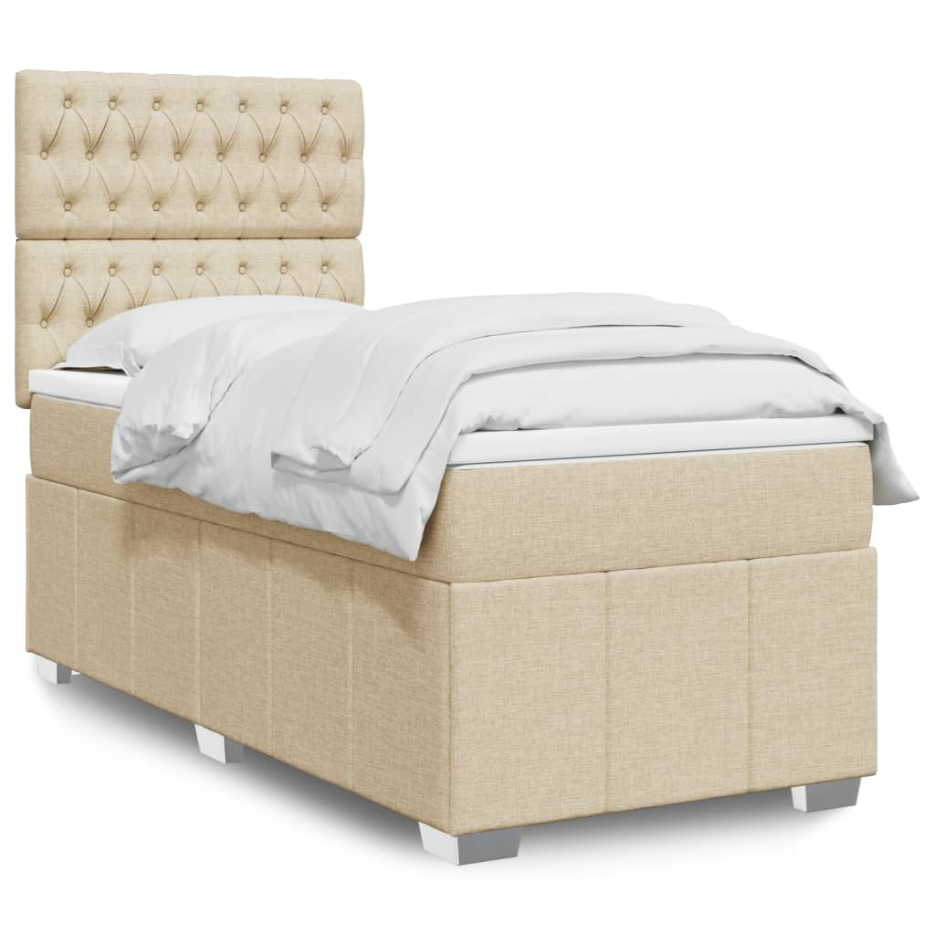 Sommier à lattes de lit avec matelas Crème 90x200 cm Tissu - XIOS