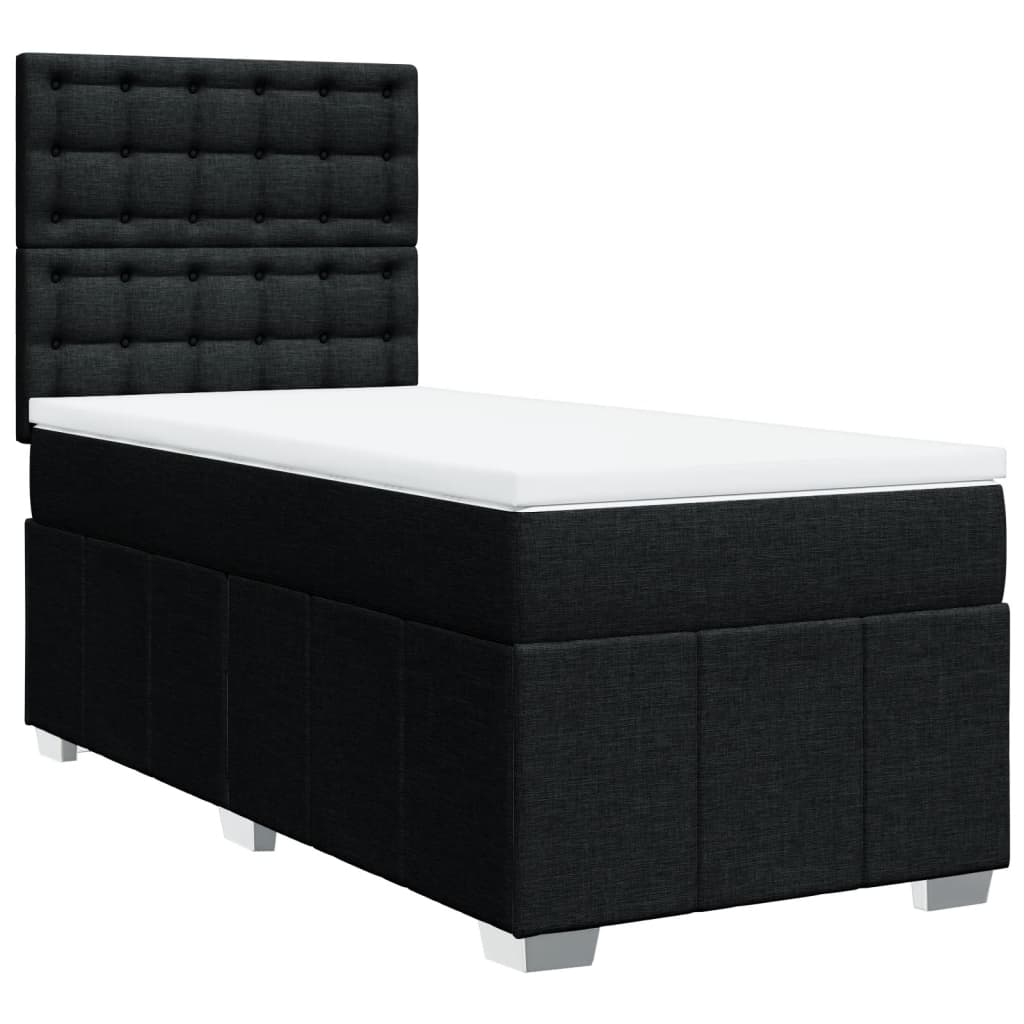 Sommier à lattes de lit avec matelas Noir 90x200 cm Tissu - XIOS