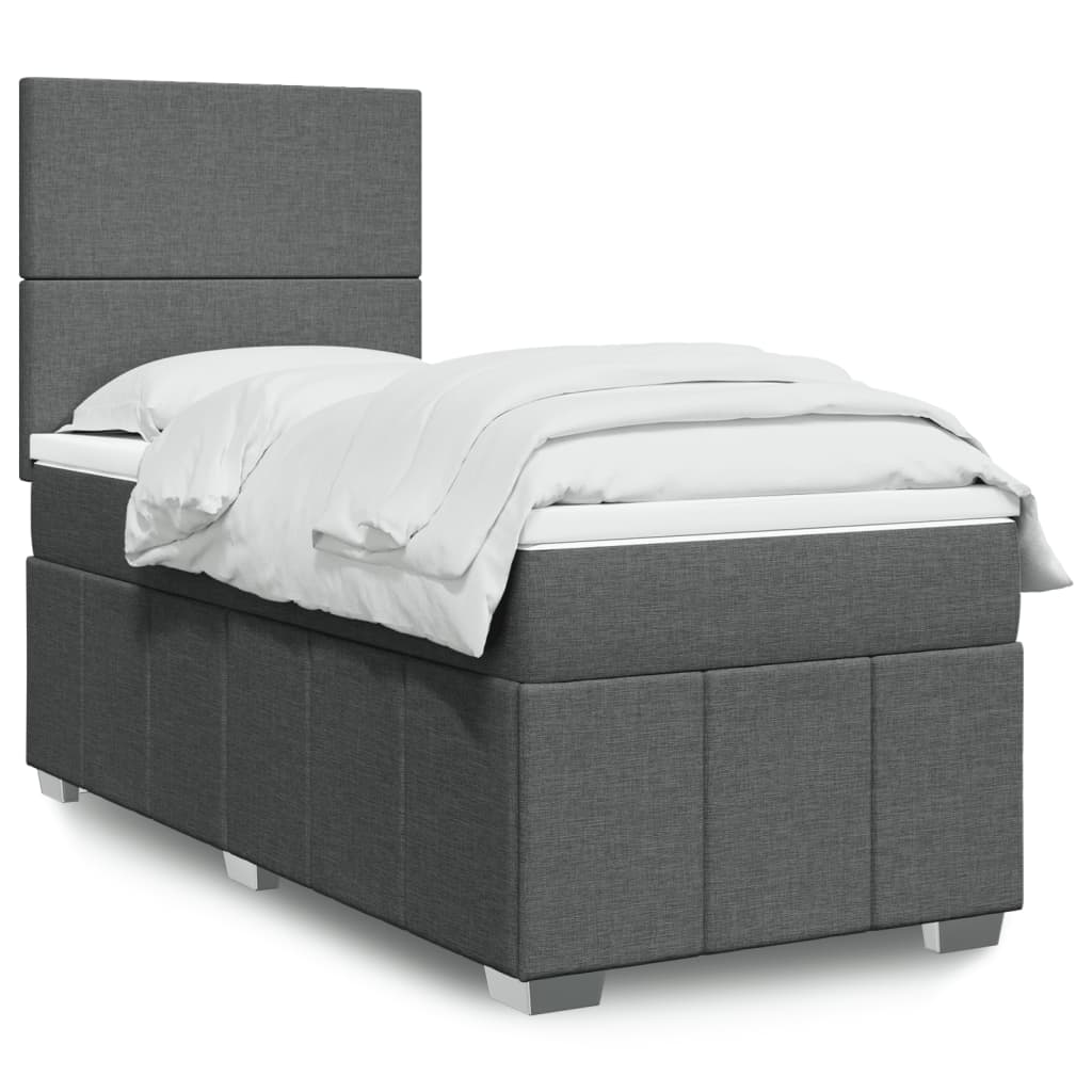 Sommier à lattes de lit avec matelas Gris foncé 100x200cm Tissu - XIOS