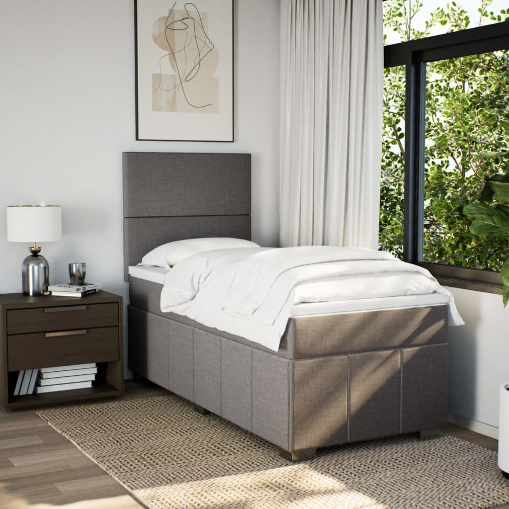 Sommier à lattes de lit avec matelas Taupe 100x200 cm Tissu - XIOS