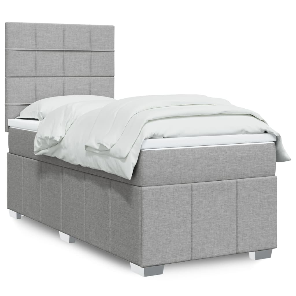 Sommier à lattes de lit avec matelas Gris clair 100x200cm Tissu - XIOS