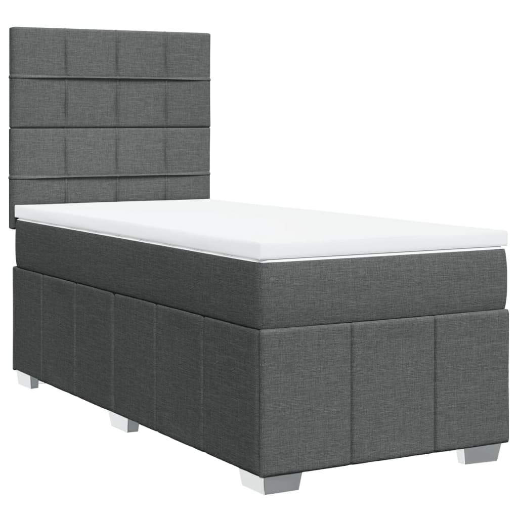 Sommier à lattes de lit avec matelas Gris foncé 100x200cm Tissu - XIOS