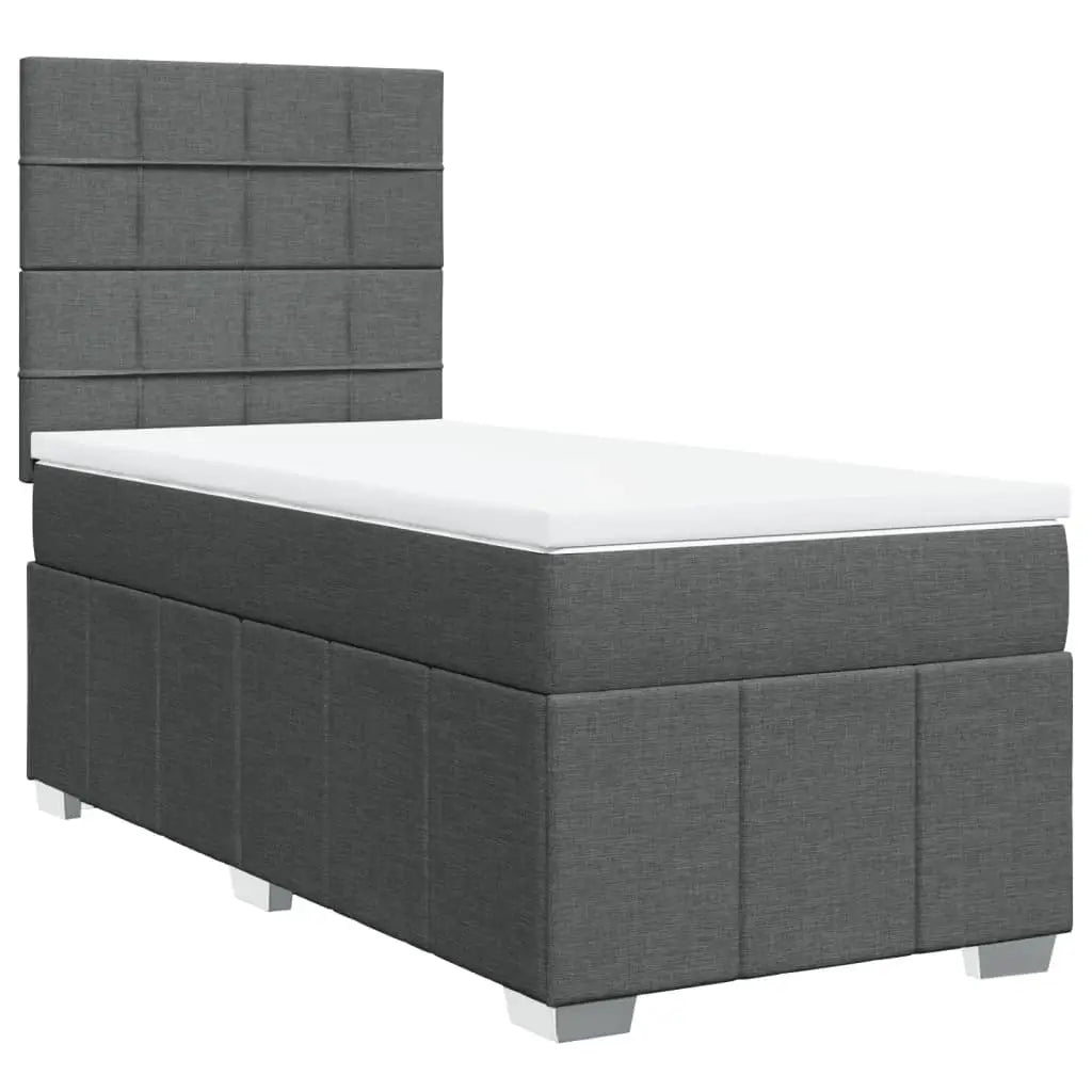 Sommier à lattes de lit avec matelas Gris foncé 100x200cm Tissu - XIOS