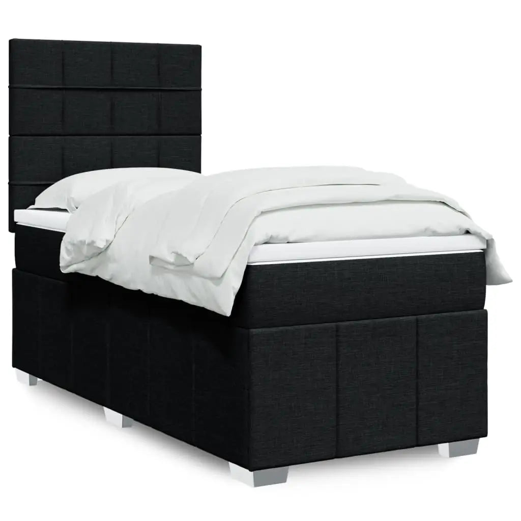 Sommier à lattes de lit avec matelas Noir 100x200 cm Tissu - XIOS