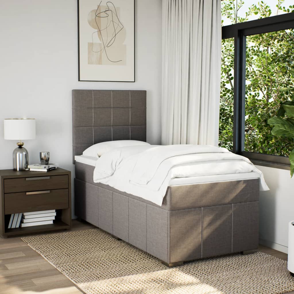 Sommier à lattes de lit avec matelas Taupe 100x200 cm Tissu - XIOS