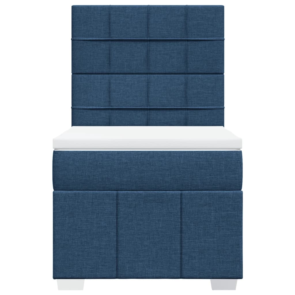 Sommier à lattes de lit avec matelas Bleu 100x200 cm Tissu