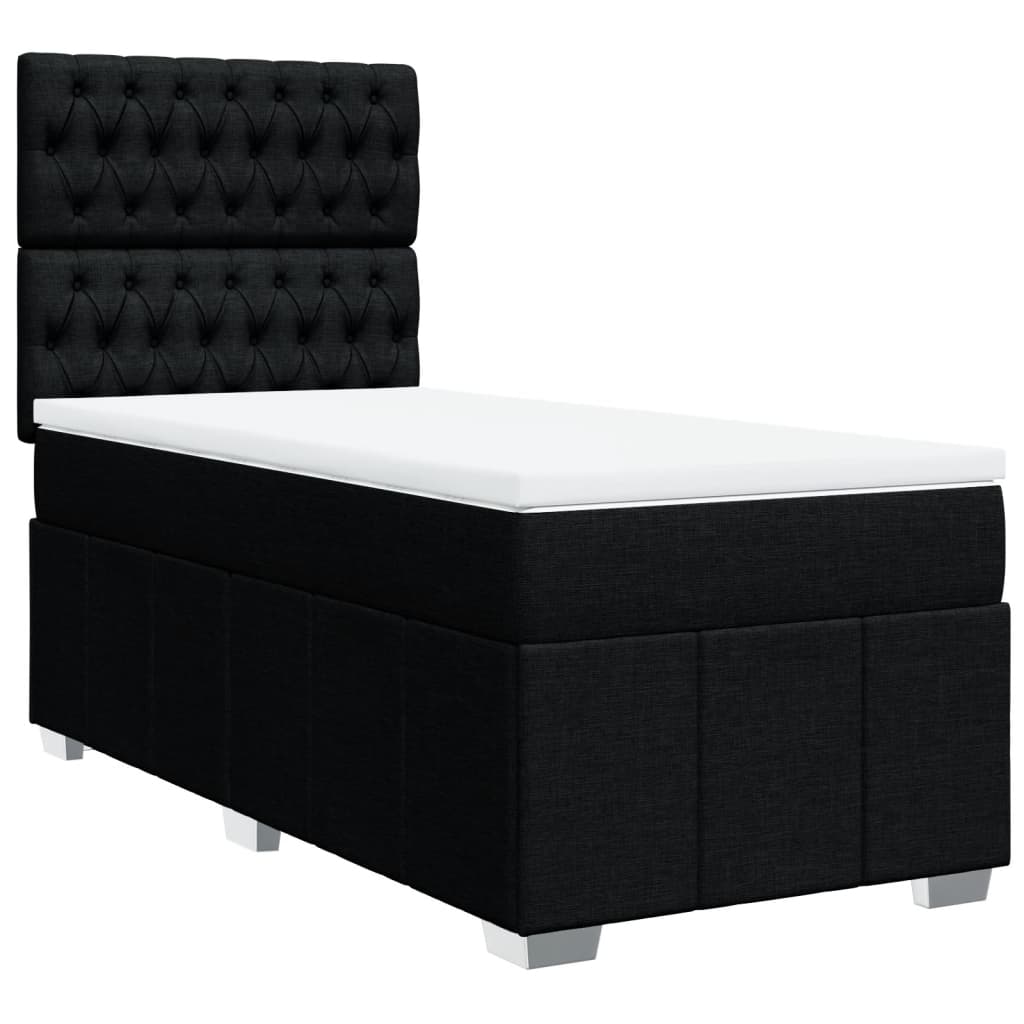 Sommier à lattes de lit avec matelas Noir 100x200 cm Tissu - XIOS