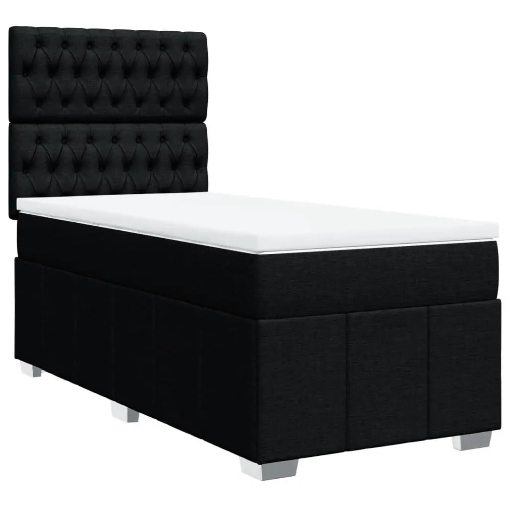 Sommier à lattes de lit avec matelas Noir 100x200 cm Tissu - XIOS