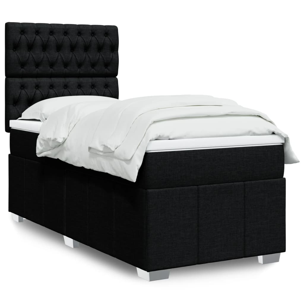 Sommier à lattes de lit avec matelas Noir 100x200 cm Tissu - XIOS