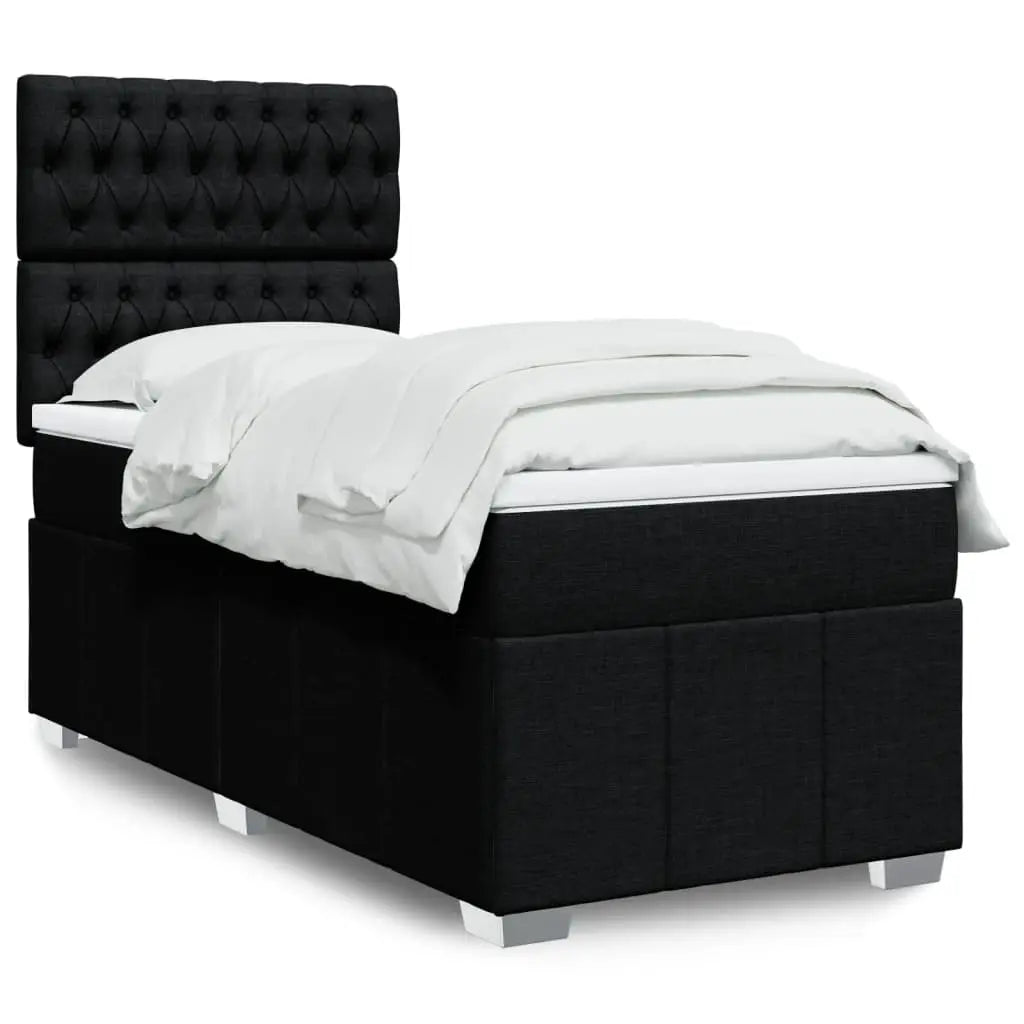 Sommier à lattes de lit avec matelas Noir 100x200 cm Tissu - XIOS
