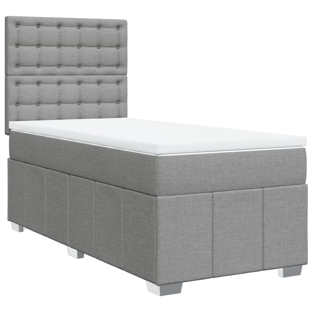 Sommier à lattes de lit avec matelas Gris clair 100x200cm Tissu - XIOS