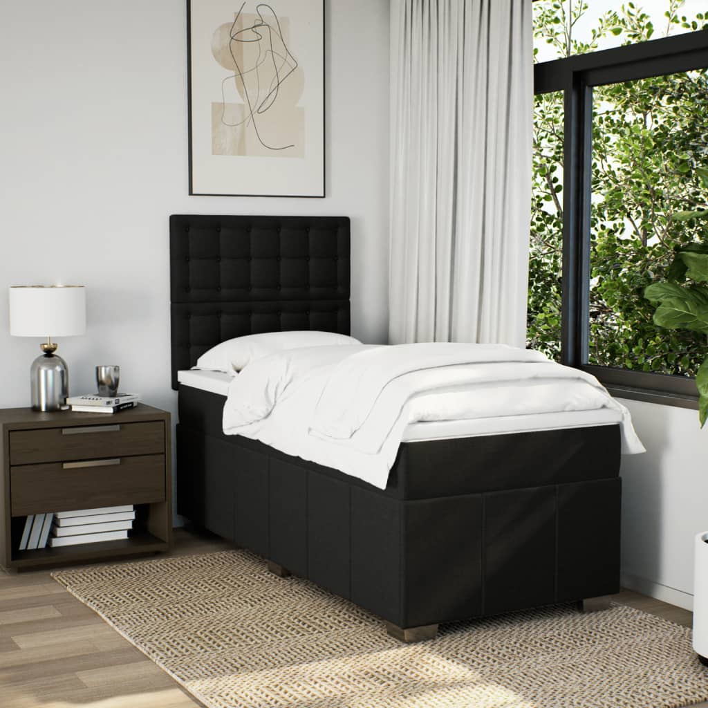 Sommier à lattes de lit avec matelas Noir 100x200 cm Tissu - XIOS