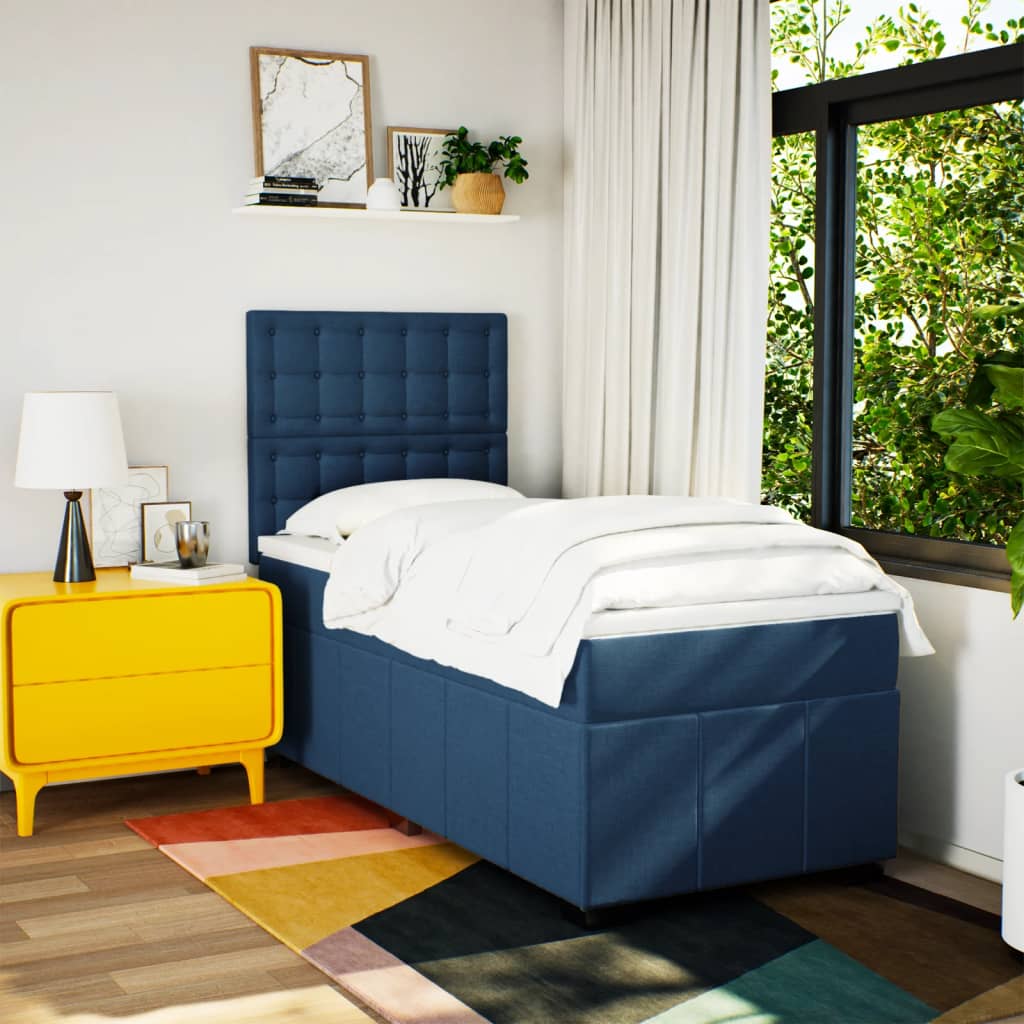 Sommier à lattes de lit avec matelas Bleu 100x200 cm Tissu - XIOS