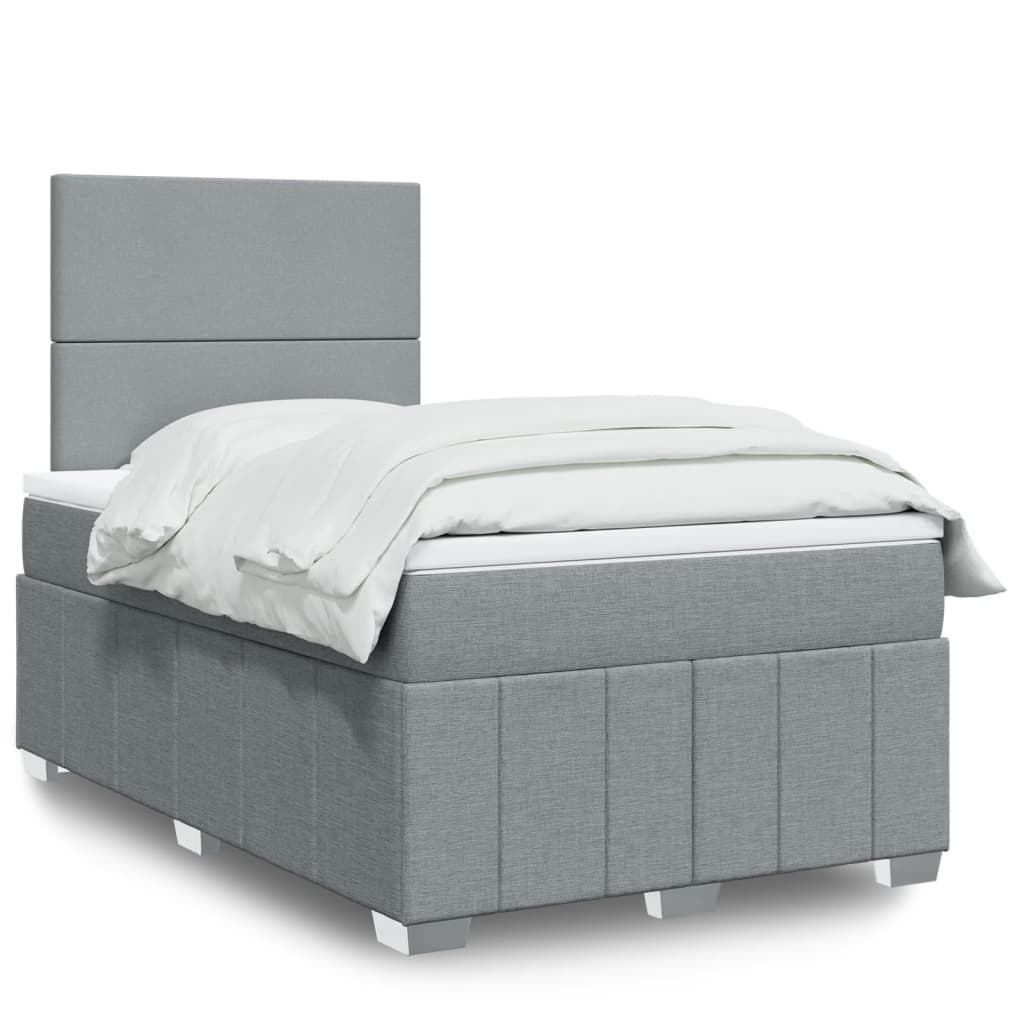 Sommier à lattes de lit et matelas gris clair 120x190 cm tissu - XIOS