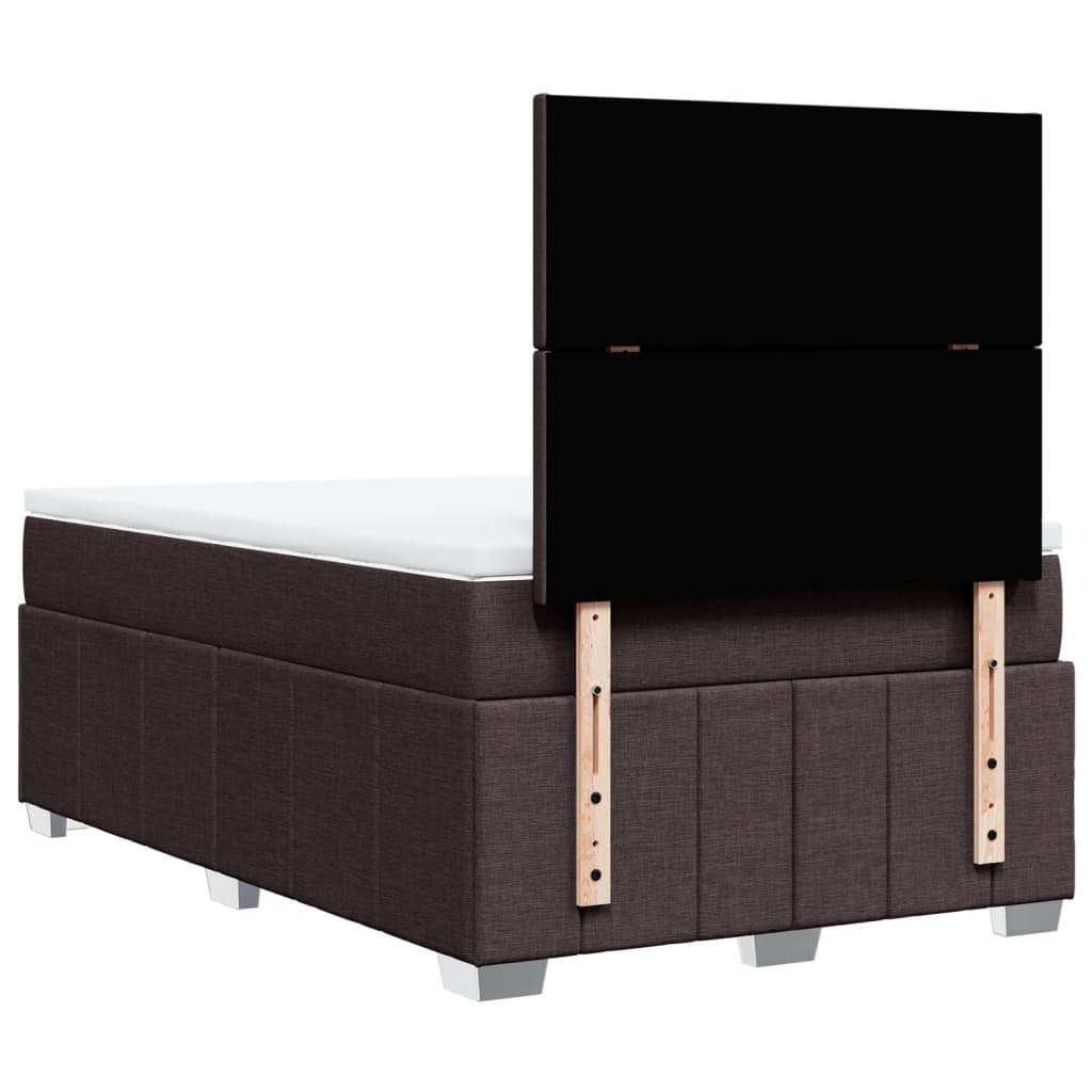 Sommier à lattes de lit et matelas marron foncé 120x190cm tissu - XIOS