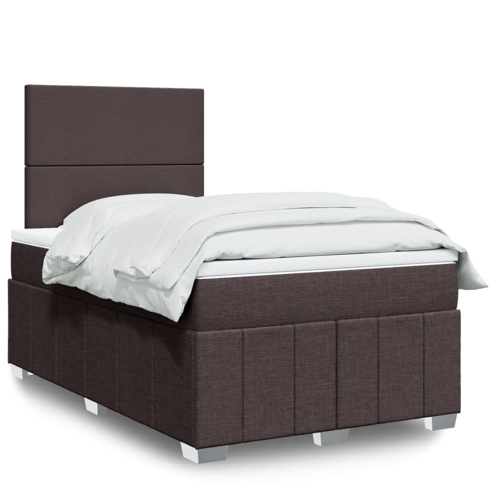 Sommier à lattes de lit et matelas marron foncé 120x190cm tissu - XIOS