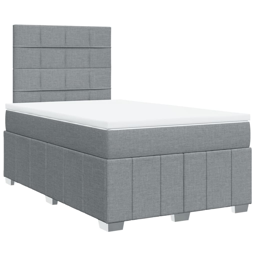 Sommier à lattes de lit et matelas gris clair 120x190 cm tissu - XIOS