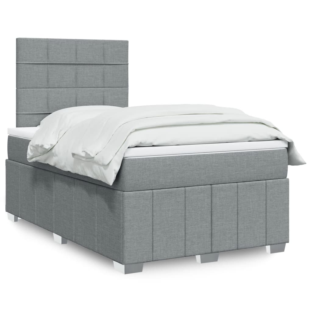 Sommier à lattes de lit et matelas gris clair 120x190 cm tissu - XIOS