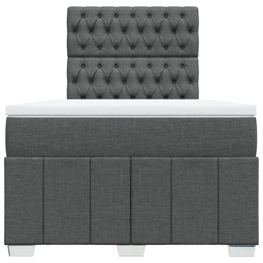 Sommier à lattes de lit avec matelas gris foncé 120x190cm tissu